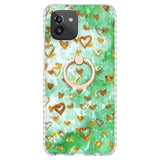 Samsung Galaxy A03 Flexible Plastic Cover w. Ring & Stand Function - Gold Hearts