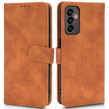 Samsung Galaxy M13 Leather Flip Case with Wallet and Magnetic Closure - Brown