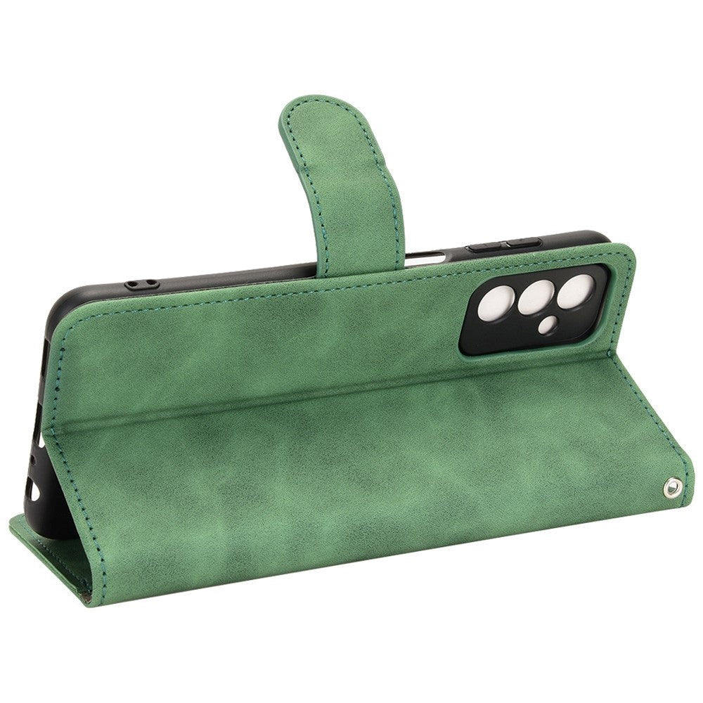 Samsung Galaxy M13 Leather Flip Case with Wallet and Magnetic Closure - Green