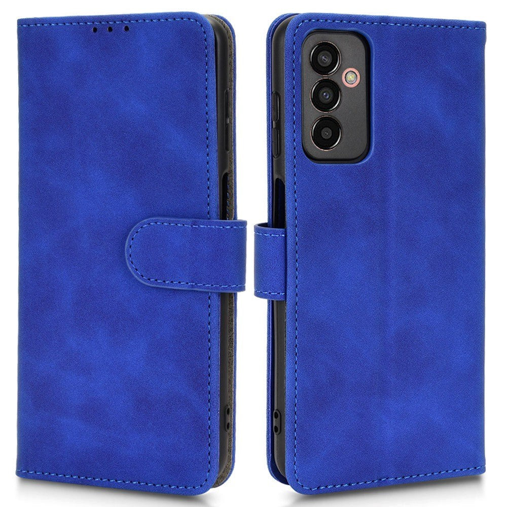 Samsung Galaxy M13 Leather Flip Case with Wallet and Magnetic Closure - Blue