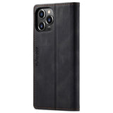 iPhone 14 Pro Max Retro PU Leather Flip Case with Wallet/Card Holder - Black