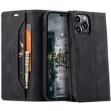 iPhone 14 Pro Max Retro PU Leather Flip Case with Wallet/Card Holder - Black