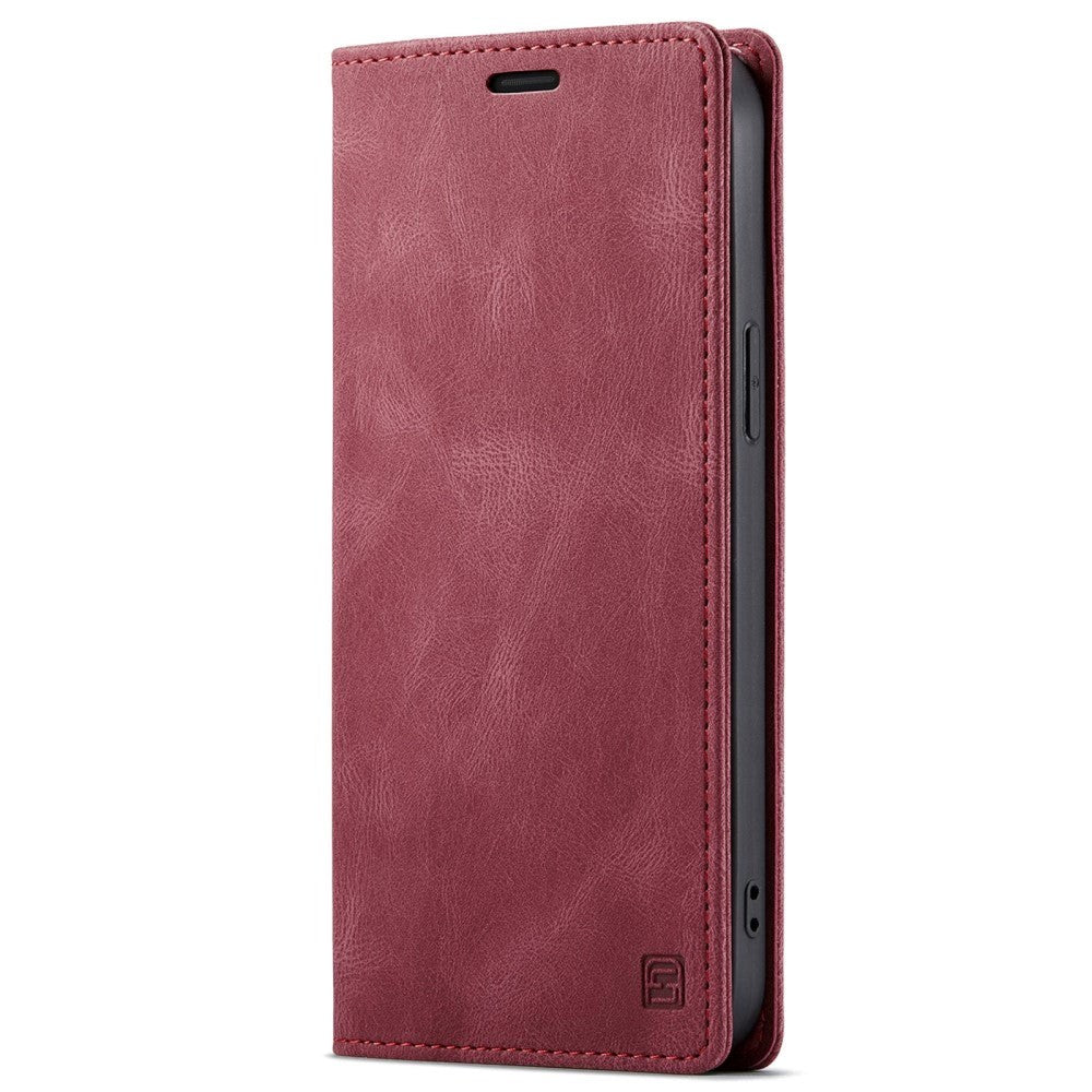 iPhone 14 Pro Max Retro PU Leather Flip Case with Wallet/Card Holder - Red