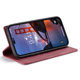 iPhone 14 Pro Max Retro PU Leather Flip Case with Wallet/Card Holder - Red