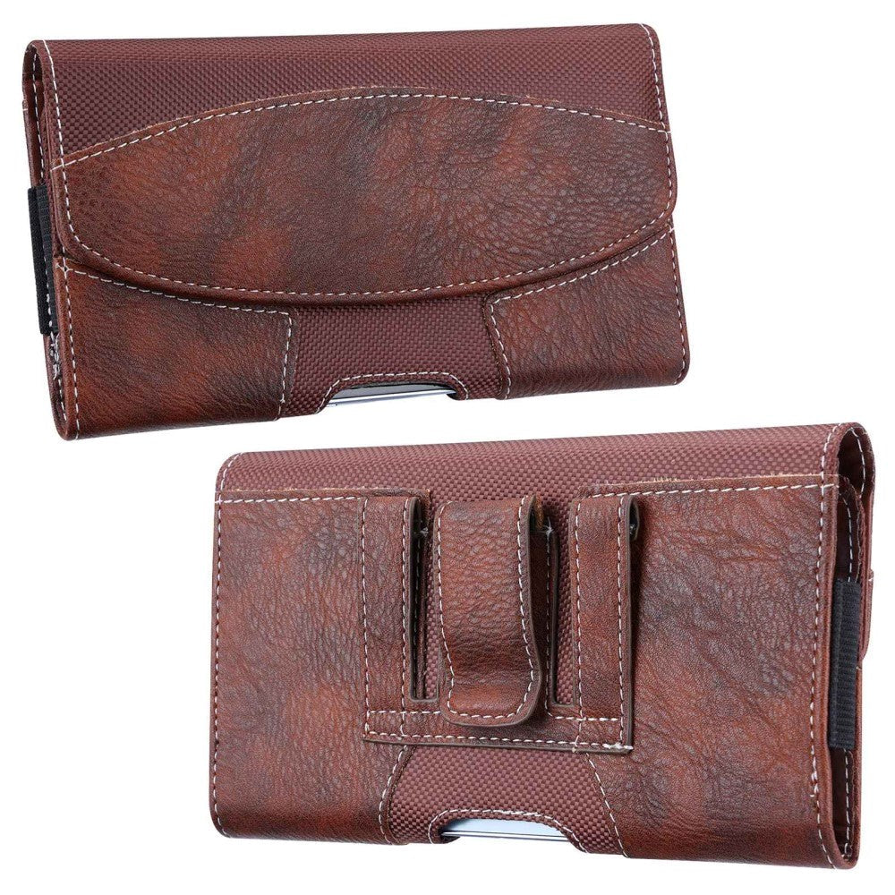 Universal Leather Case for Mobile - Brown (Max Mobile: 180 x 85 mm)