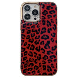 iPhone 14 Pro Flexible Plastic Back Case - Leopard Pattern - Red