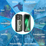 iPhone 14 Pro Redpepper IP68 Waterproof Case - MagSafe Compatible - Black / Transparent