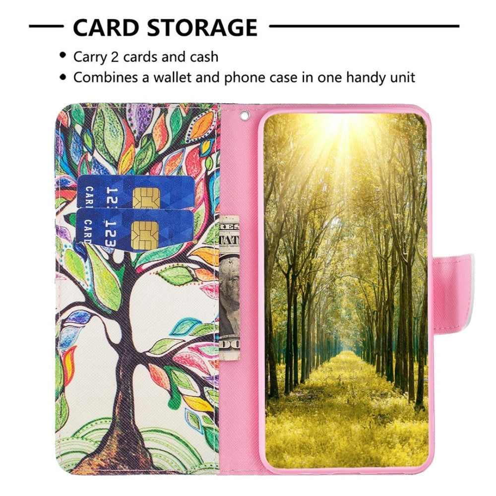 Motorola Moto G32 Leather Wallet Case w. Print - Colorful Tree