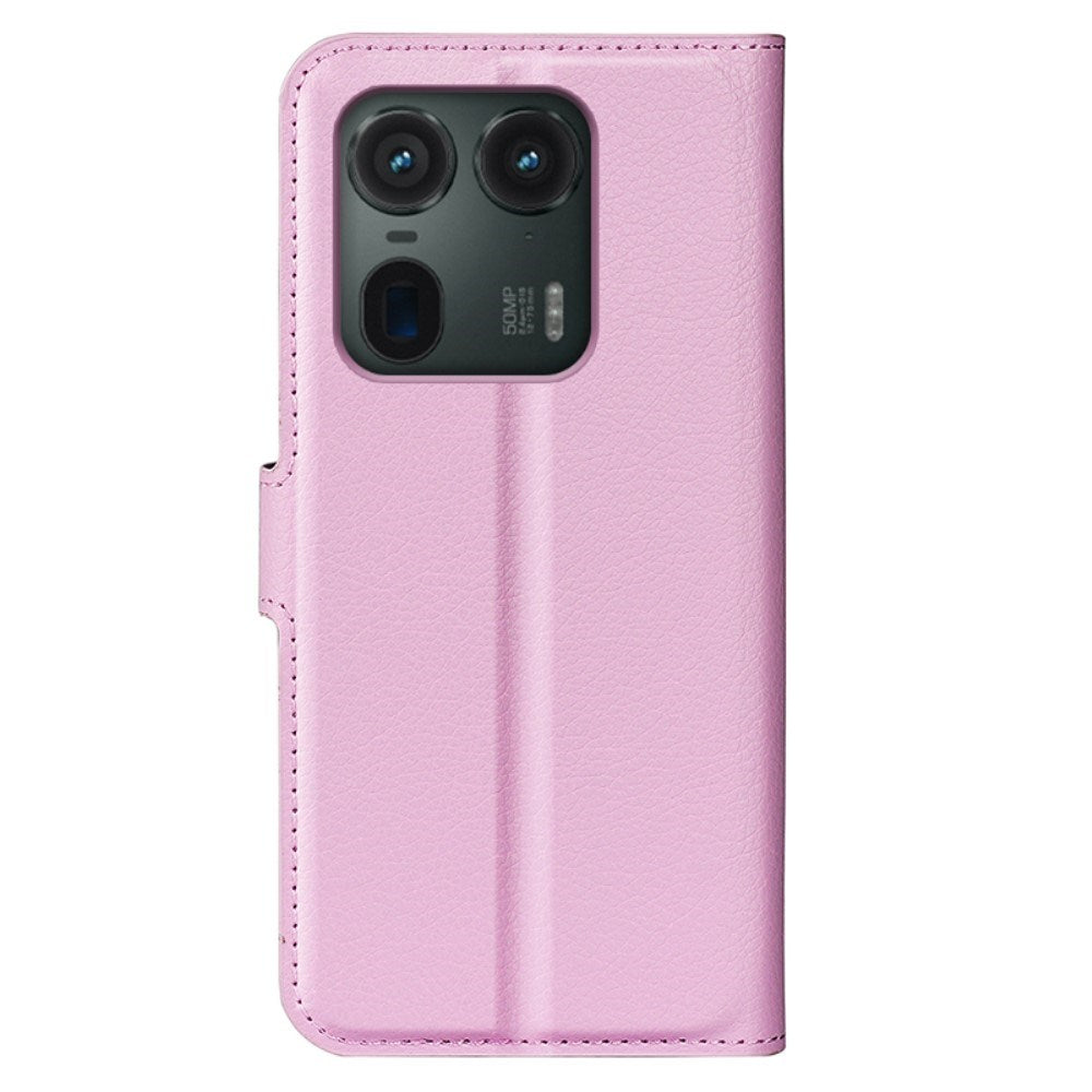 EIDERWOOD Motorola Edge 50 Ultra Litchi Leather Flip Case w. Wallet - Pink