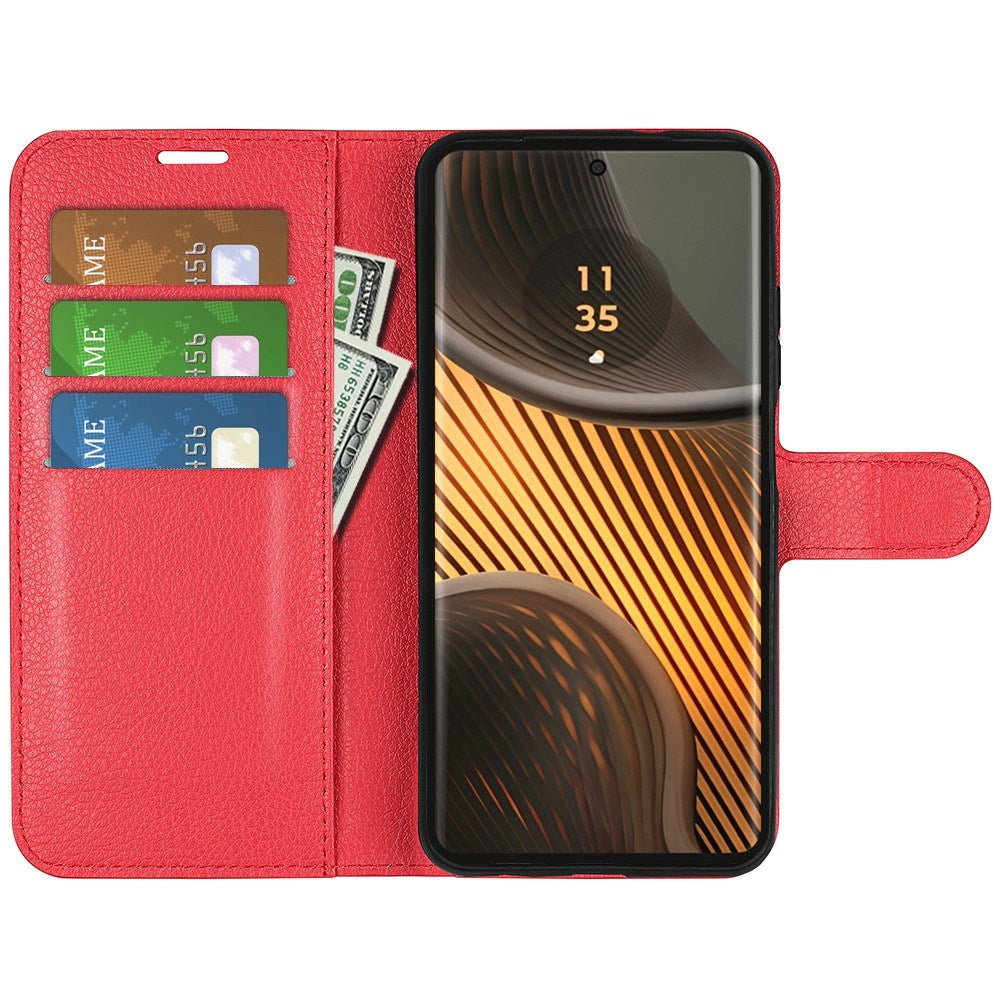 EIDERWOOD Motorola Edge 50 Ultra Litchi Leather Flip Case w. Wallet - Red