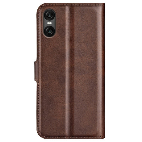 EIDERWOOD Sony Xperia 10 VI Faux Leather Flip Cover with Stand Function & Card Holder - Dark Brown