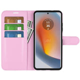 EIDERWOOD Motorola Edge 50 Fusion Litchi Leather Flip Case w. Wallet - Pink