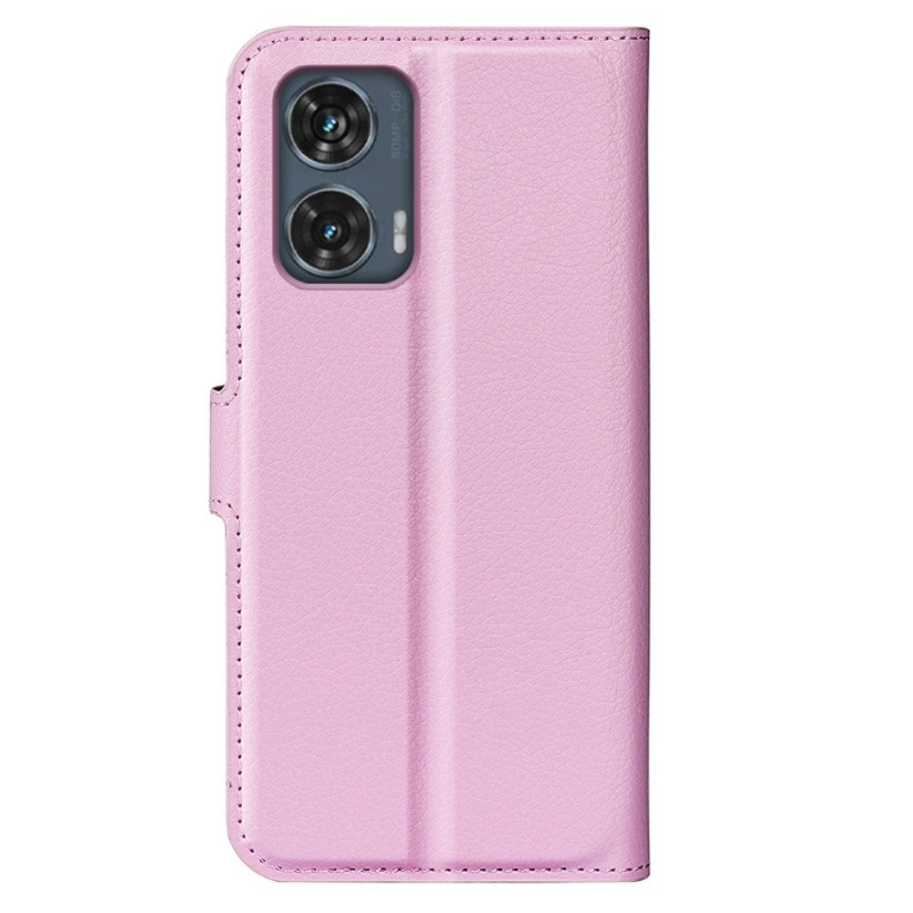 EIDERWOOD Motorola Edge 50 Fusion Litchi Leather Flip Case w. Wallet - Pink