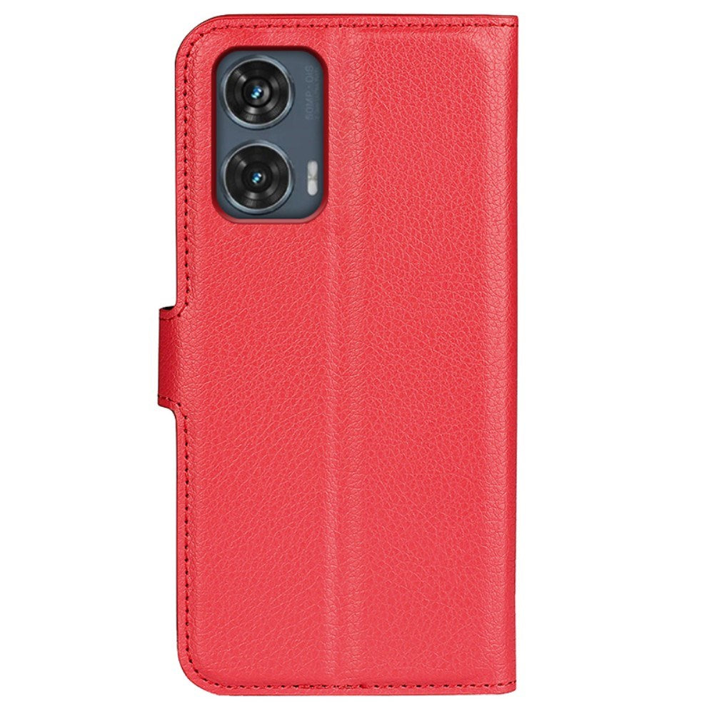 EIDERWOOD Motorola Edge 50 Fusion Litchi Leather Flip Case w. Wallet - Red