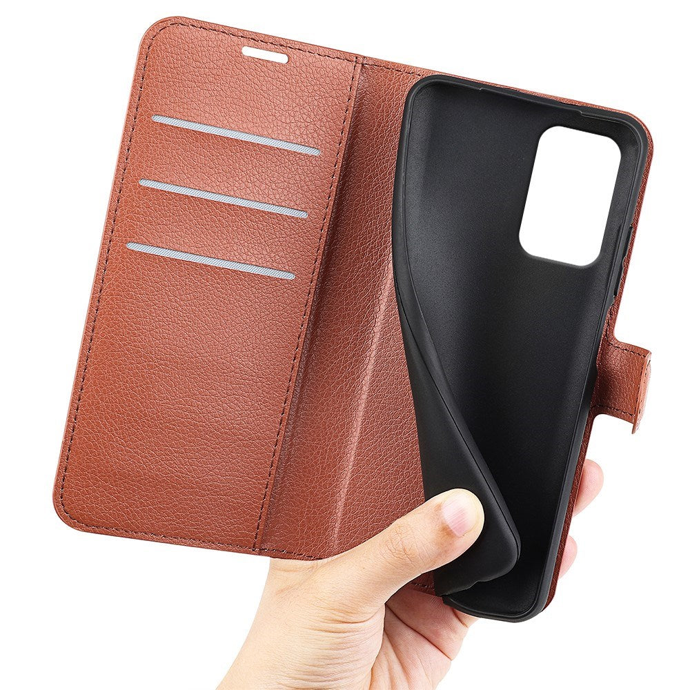 EIDERWOOD Motorola Edge 50 Fusion Litchi Leather Flip Case w. Wallet - Brown