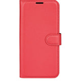 EIDERWOOD iPhone 16 Plus Litchi Leather Flip Case w. Wallet - Red