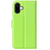 EIDERWOOD iPhone 16 Plus Litchi Leather Flip Case w. Wallet - Green