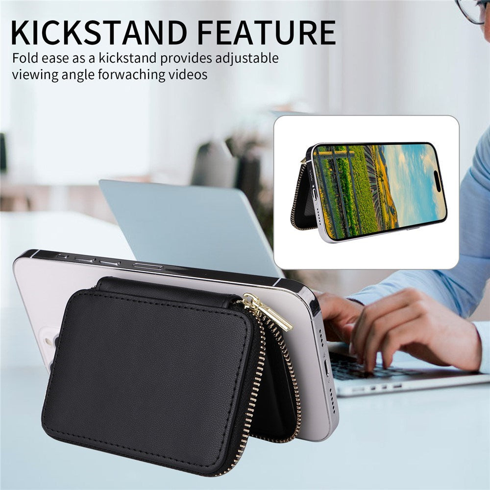 EIDERWOOD Magnetic Wallet / Card Holder with Zipper - MagSafe Compatible - Black