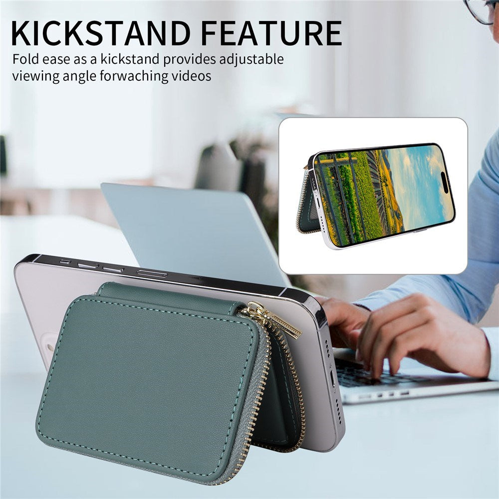 EIDERWOOD Magnetic Wallet / Card Holder with Zipper - MagSafe Compatible - Green
