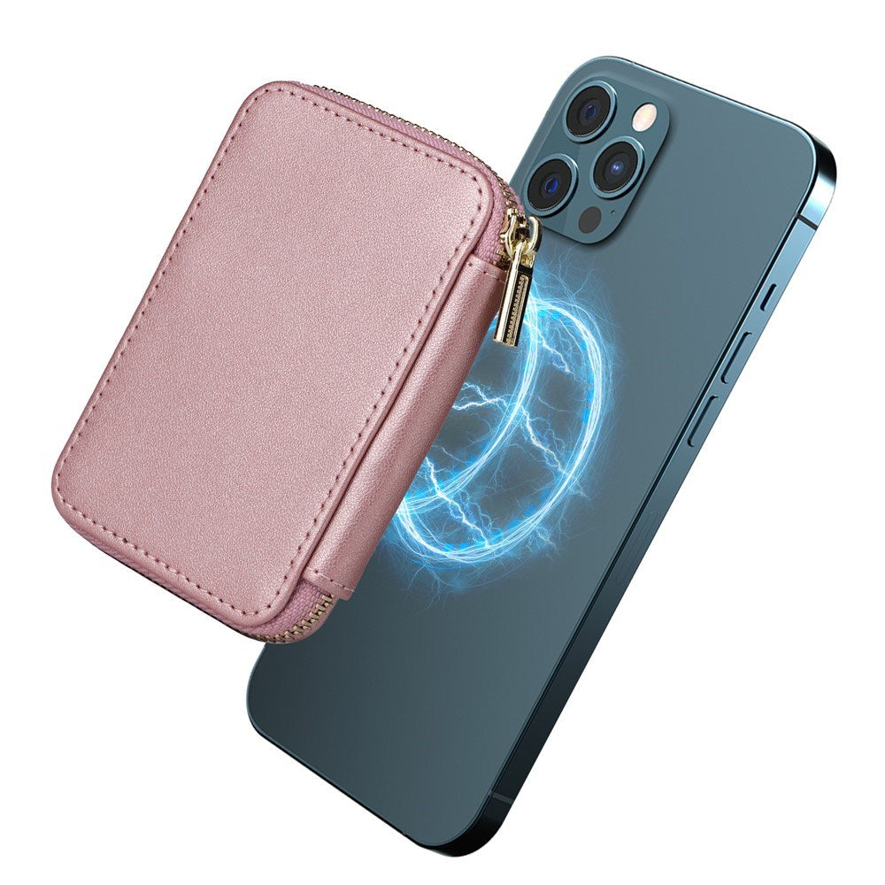 EIDERWOOD Magnetic Wallet / Card Holder with Zipper - MagSafe Compatible - Rose Gold