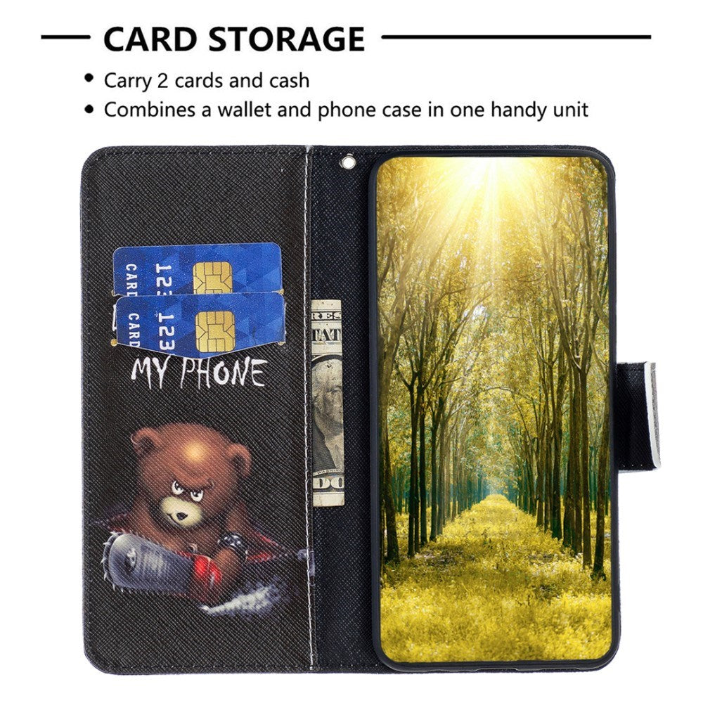 EIDERWOOD iPhone 16 Pro Leather Case w, Wallet & Print - "Don't Touch My Phone" - Bear