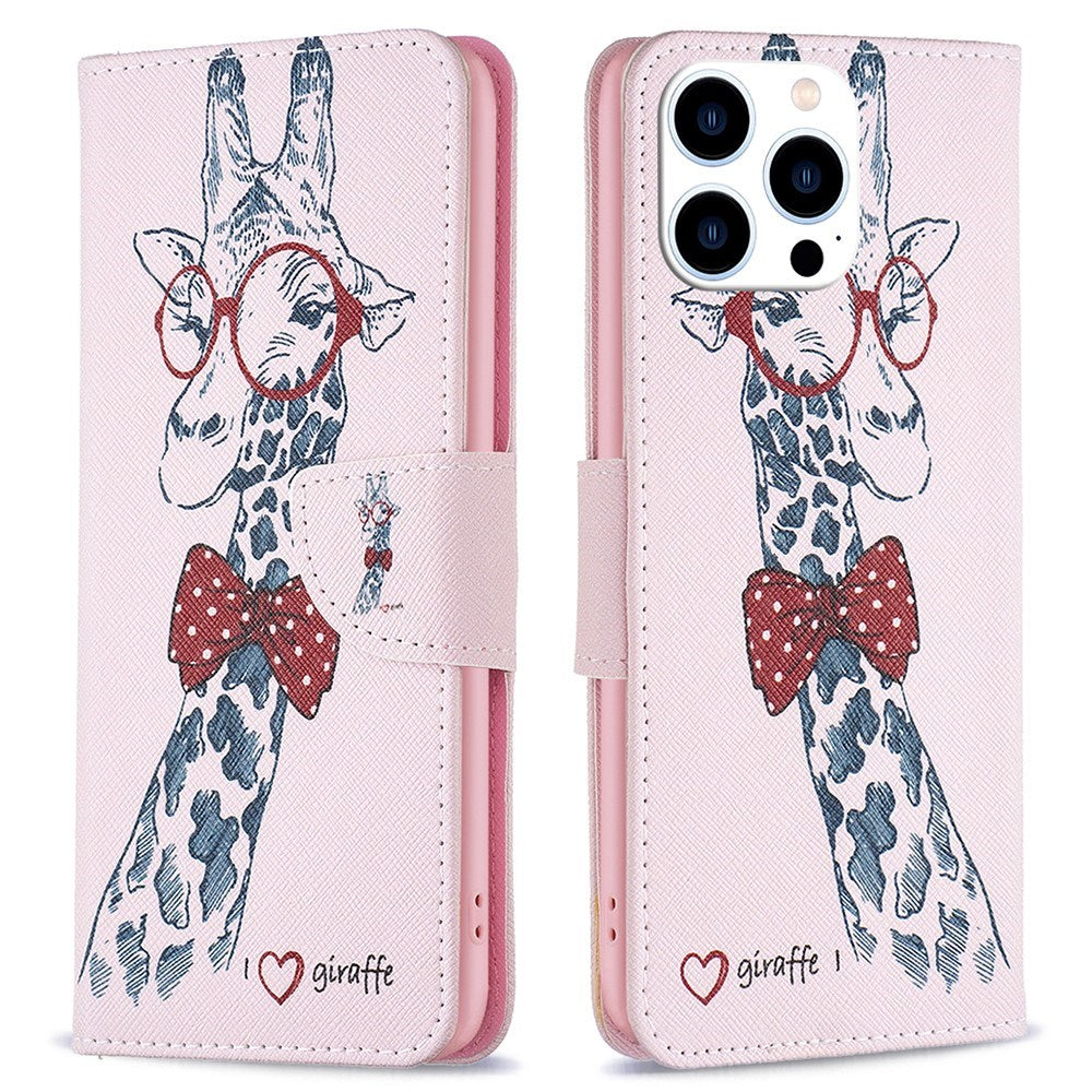 EIDERWOOD iPhone 16 Pro Leather Case w, Wallet & Print - Giraffe