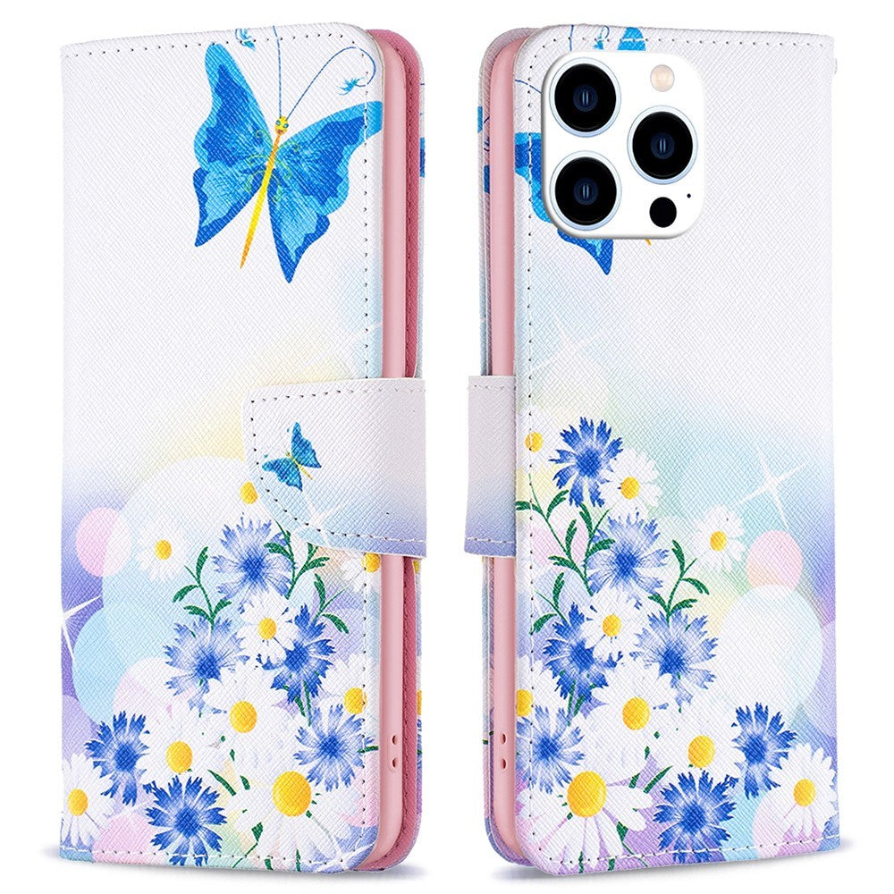 EIDERWOOD iPhone 16 Pro Leather Case w, Wallet & Print - Butterfly & Flowers