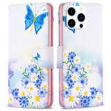 EIDERWOOD iPhone 16 Pro Max Leather Case w, Wallet & Print - Butterfly & Flowers