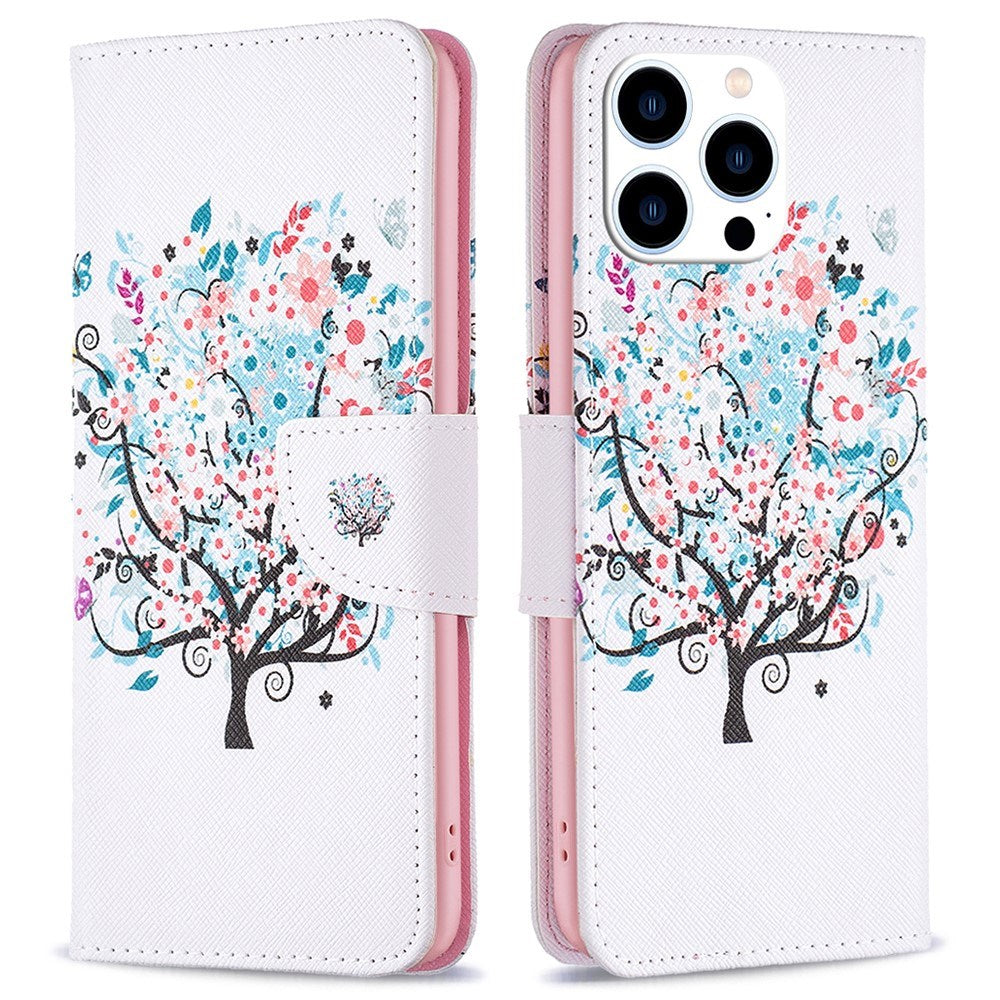 EIDERWOOD iPhone 16 Pro Max Leather Case w, Wallet & Print - Flowers Tree