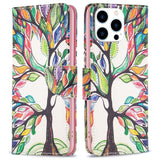 EIDERWOOD iPhone 16 Pro Max Leather Case w, Wallet & Print - Colorful Tree