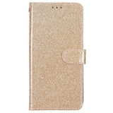 EIDERWOOD iPhone 16 Pro Leather Flip Case with Wallet and Strap - Glitter - Gold