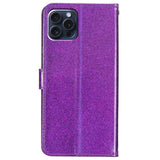 EIDERWOOD iPhone 16 Pro Leather Flip Case with Wallet and Strap - Glitter - Purple