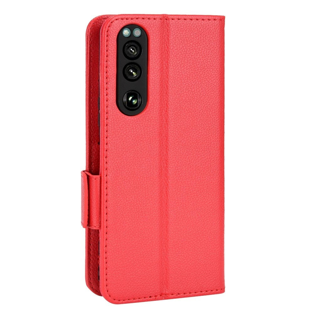 Sony Xperia 5 IV Litchi Leather Wallet Case - Red