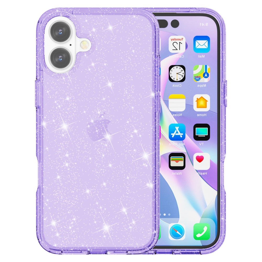 EIDERWOOD iPhone 16 Plus Hybrid Plastic Case - Purple Glitter