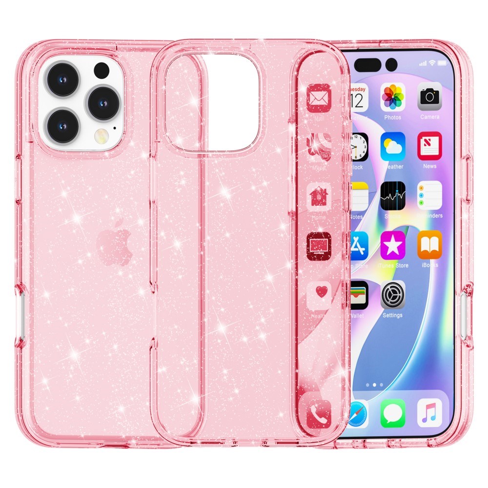 EIDERWOOD iPhone 16 Pro Max Hybrid Plastic Case - Pink Glitter