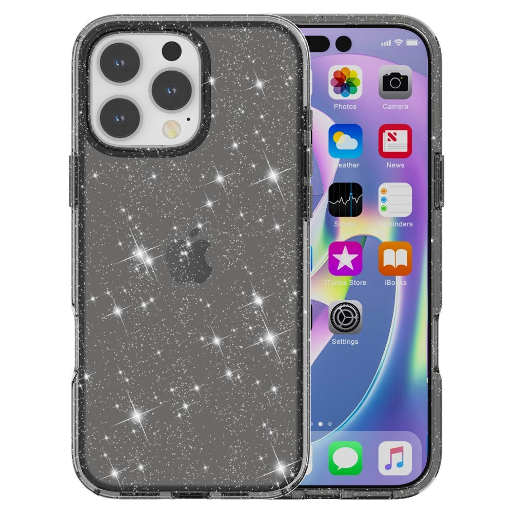 EIDERWOOD iPhone 16 Pro Max Hybrid Plastic Case - Black Glitter