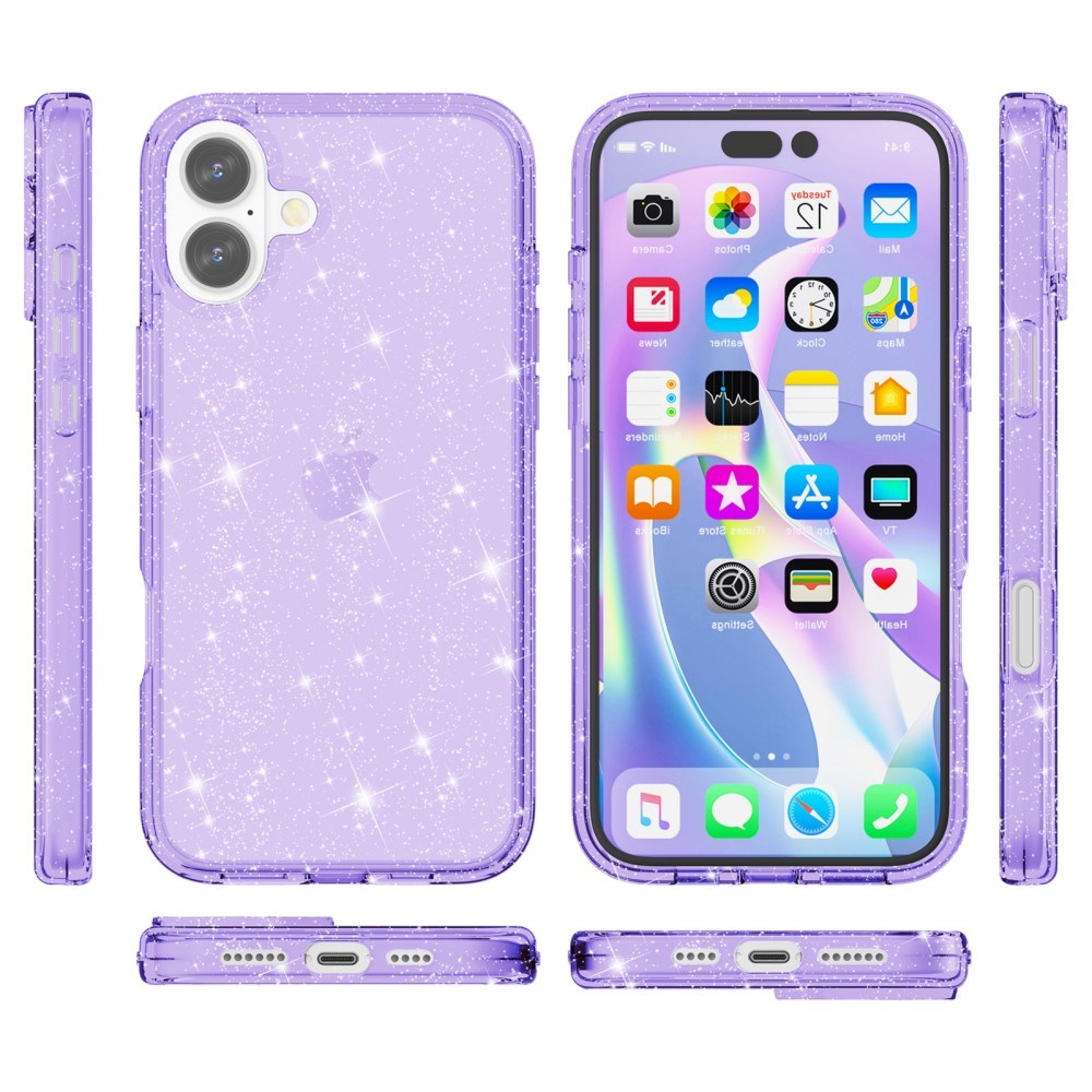 EIDERWOOD iPhone 16 Hybrid Plastic Case - Purple Glitter