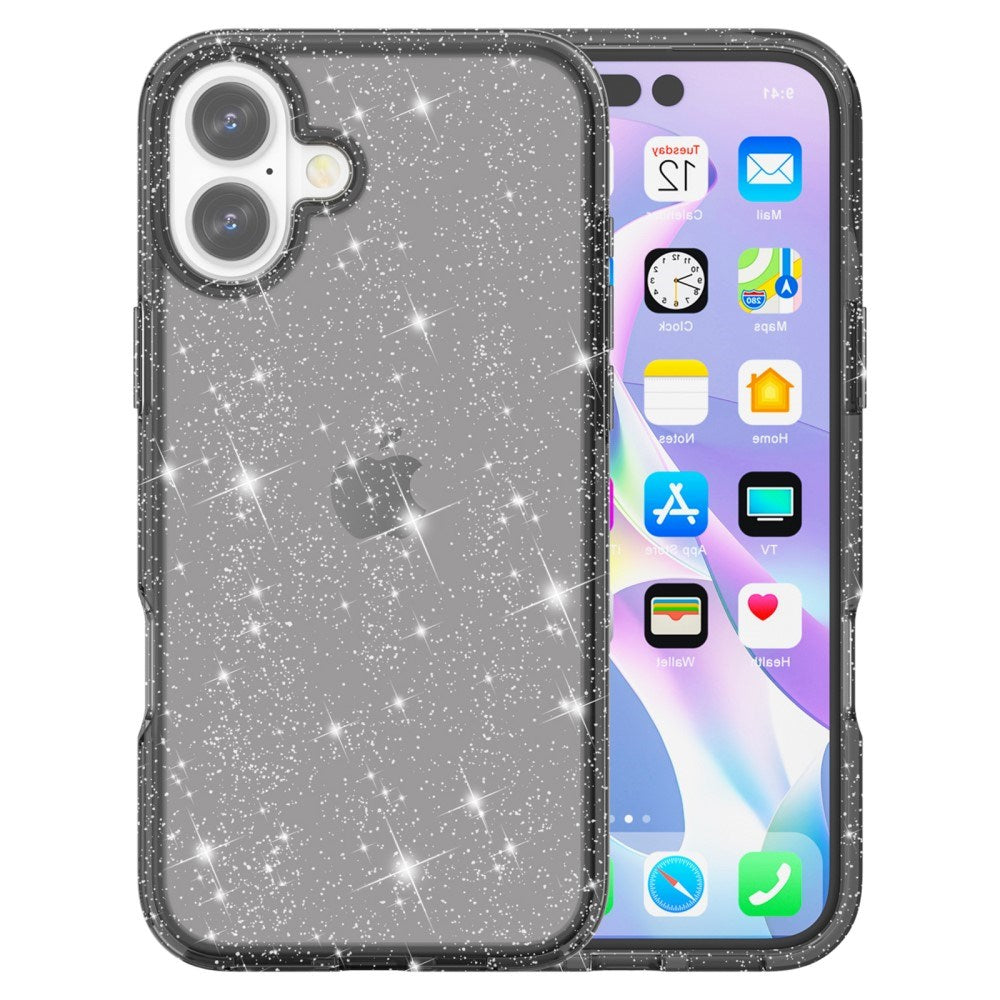 EIDERWOOD iPhone 16 Hybrid Plastic Case - Black Glitter