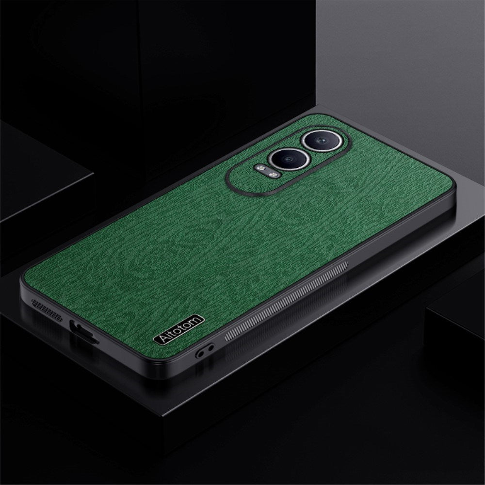 EIDERWOOD OnePlus Nord CE4 Lite (5G) Leather Covered Plastic Case - Wood Texture - Green