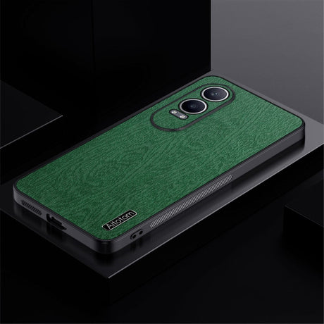 EIDERWOOD OnePlus Nord CE4 Lite (5G) Leather Covered Plastic Case - Wood Texture - Green