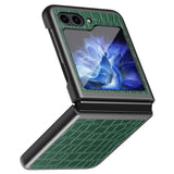 EIDERWOOD Samsung Galaxy Z Flip6 Leather Covered Plastic Case w. Texture - Green