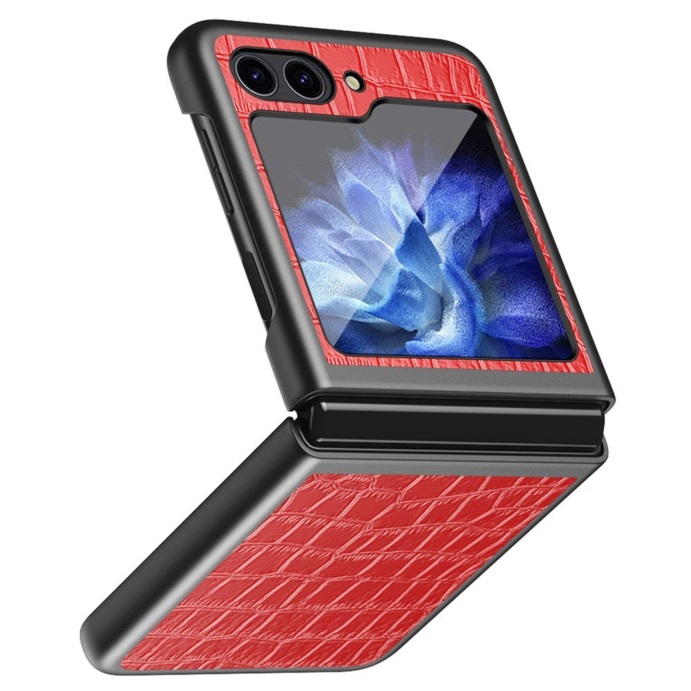 EIDERWOOD Samsung Galaxy Z Flip6 Leather Covered Plastic Case w. Texture - Red