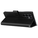 EIDERWOOD Samsung Galaxy S23 Ultra Glossy Faux Leather Wallet Case - Black