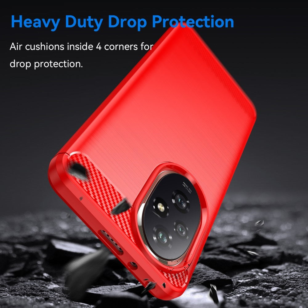 EIDERWOOD Honor 200 Pro (5G) Brushed Carbon Fiber Flexible Plastic Case - Red