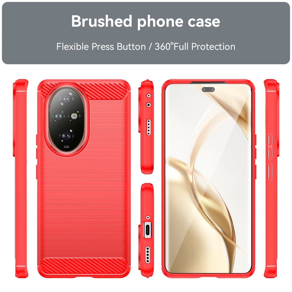 EIDERWOOD Honor 200 Pro (5G) Brushed Carbon Fiber Flexible Plastic Case - Red