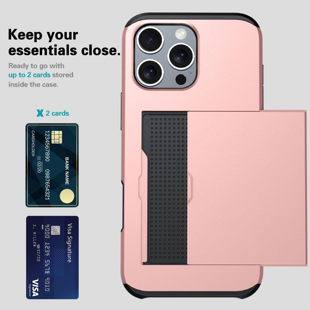 EIDERWOOD iPhone 16 Pro Tough Case w. Card Holder - Rose Gold