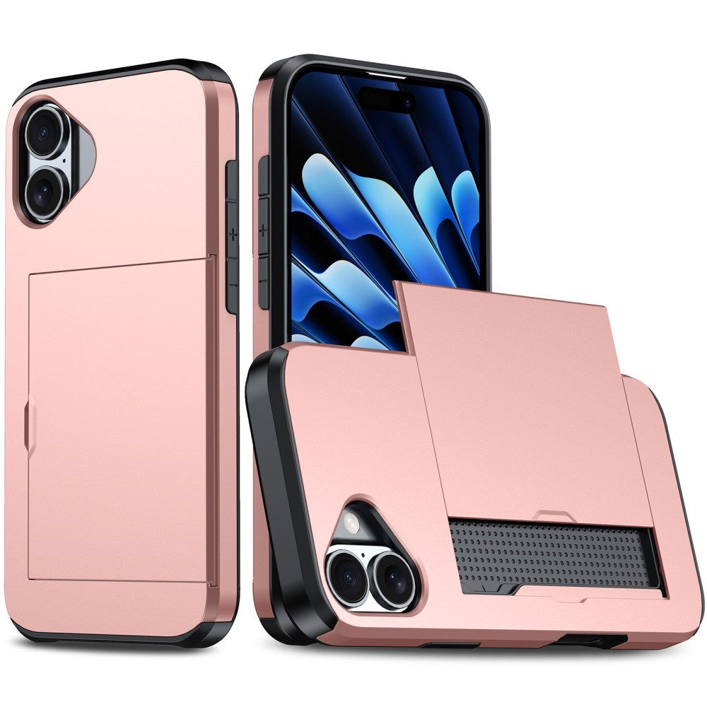 EIDERWOOD iPhone 16 Hybrid Tough Case w. Card Holder - Rose Gold