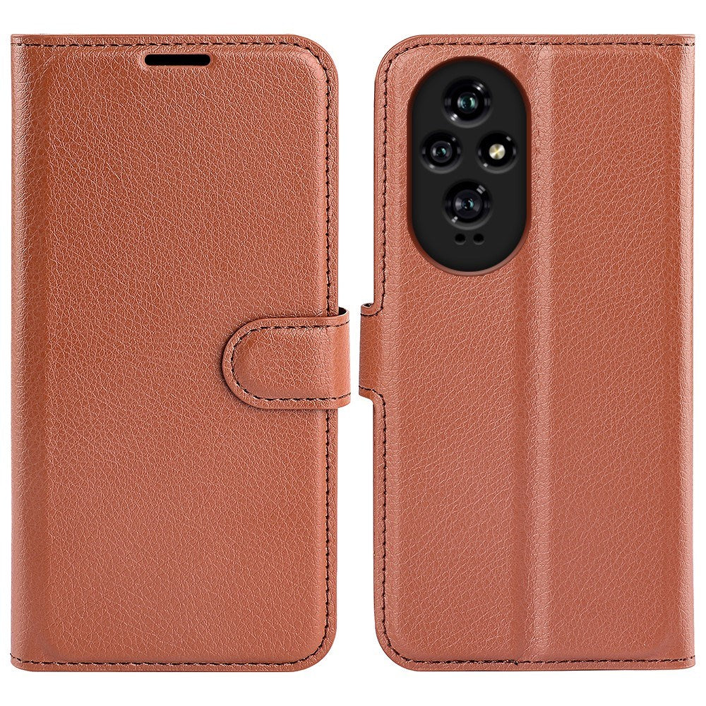 EIDERWOOD Honor 200 5G Case with Card Holder – Litchi Texture Faux Leather Flip Cover - Brown