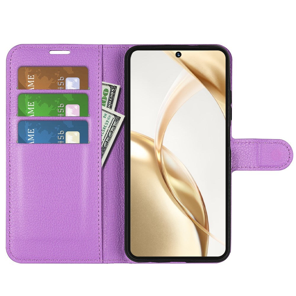 EIDERWOOD Honor 200 5G Case with Card Holder – Litchi Texture Faux Leather Flip Cover - Purple