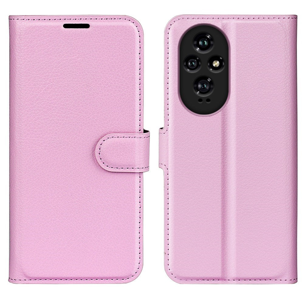 EIDERWOOD Honor 200 5G Case with Card Holder – Litchi Texture Faux Leather Flip Cover - Pink